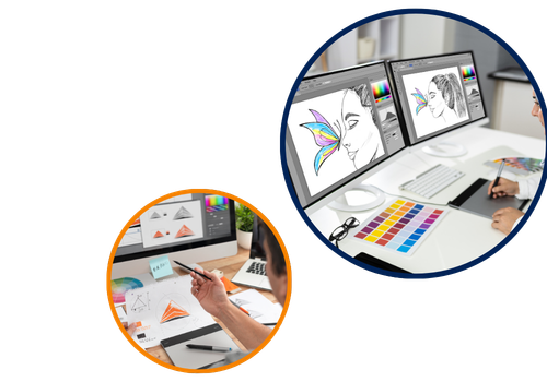 blue orange modern graphic design services poster (500 x 350 px)